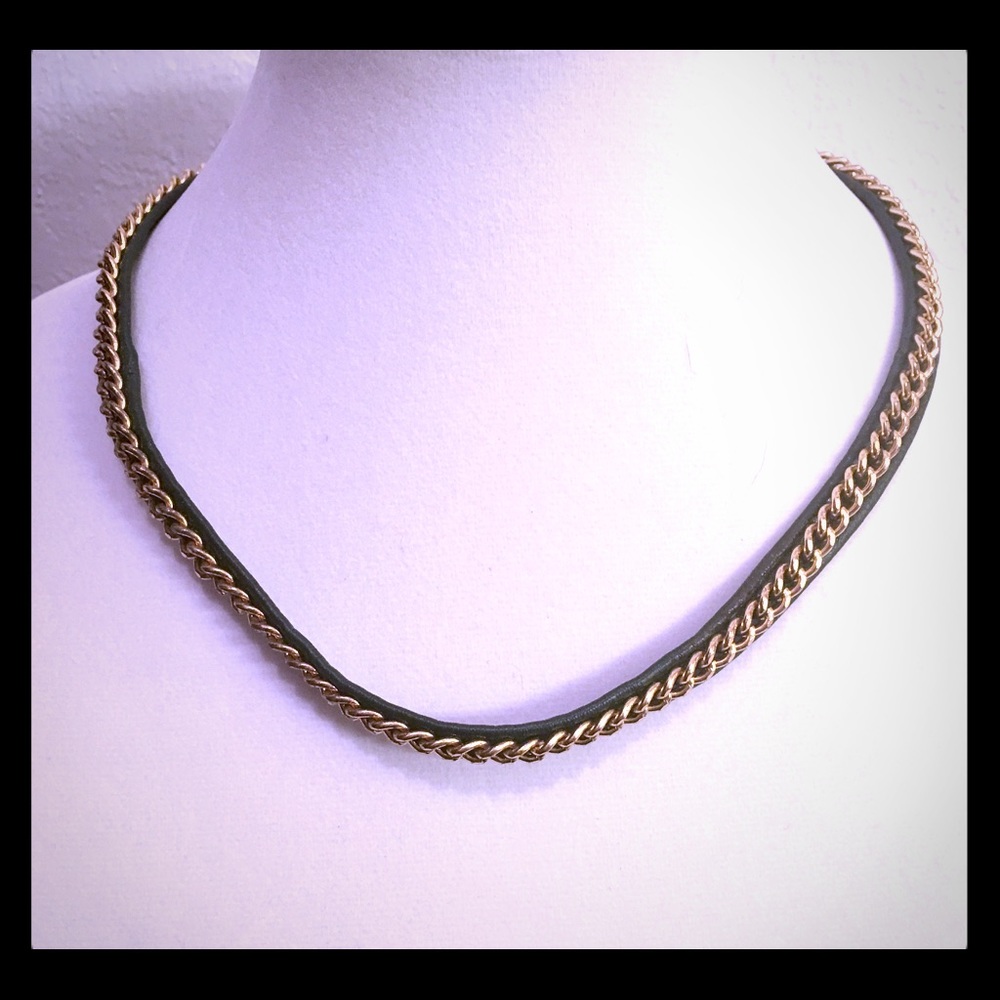 Leather and Chain Necklace
